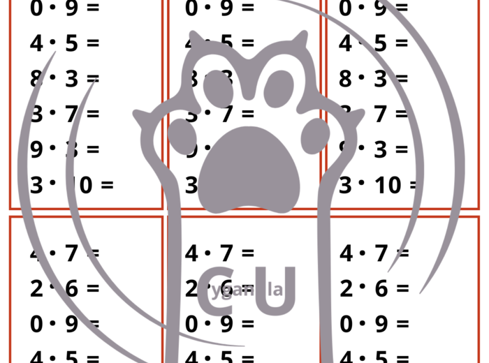 Tabliczka mnożenia – 22 karty pracy do kopiowania / wklejek – klasy 1–3