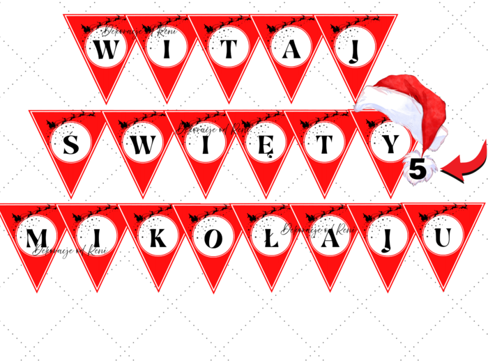 ✨ Girlanda „Witaj Święty Mikołaju” – idealna dekoracja na mikołajki! ✨wersja 5