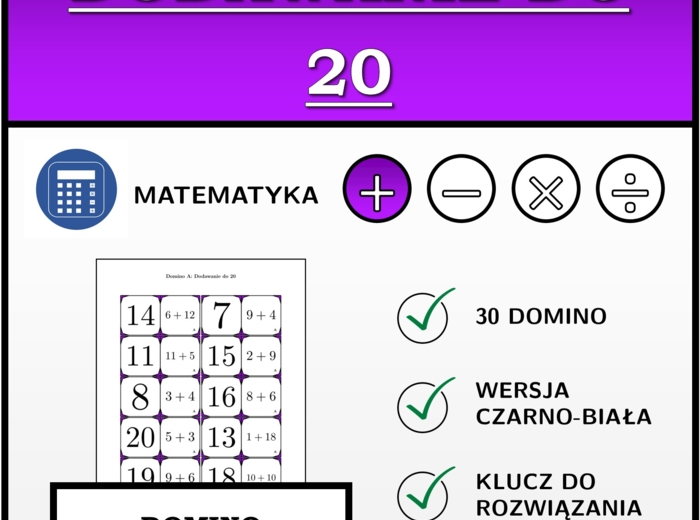 Domino - Dodawanie do 20 | matematyka | za darmo