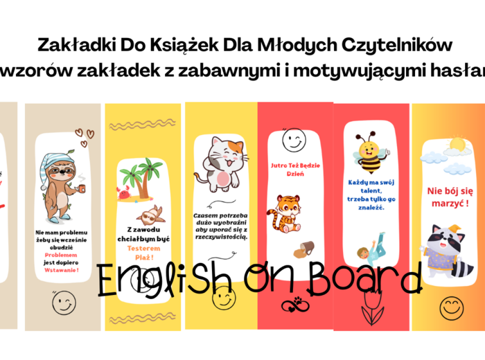 Zakładki do książek dla dzieci. 8 wzorów. Plik Png