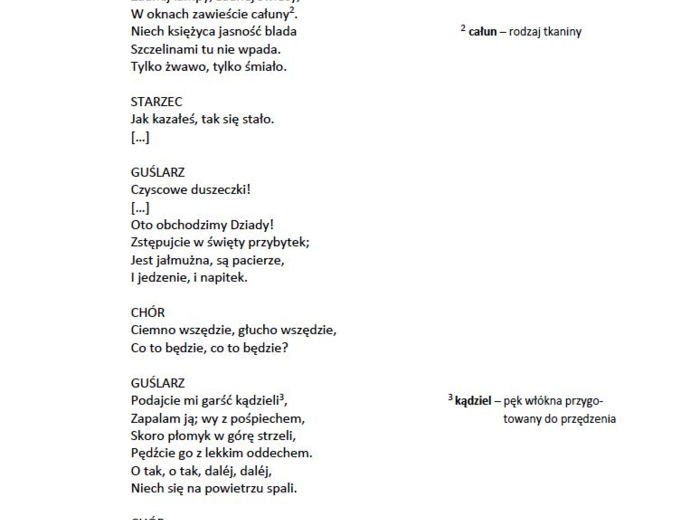 "Dziady, część II" – test powtórzeniowy