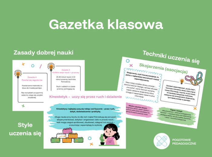 Gazetka klasowa (zasady nauki, techniki uczenia się, style uczenia się).