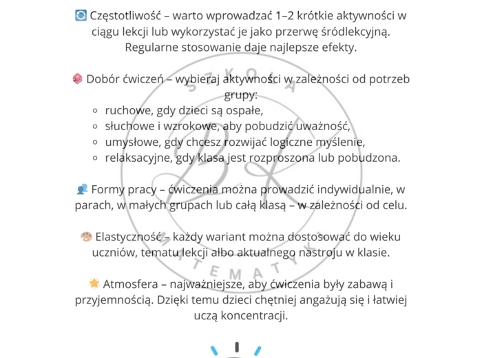 50 aktywnych pomysłów na zajęcia koncentracji