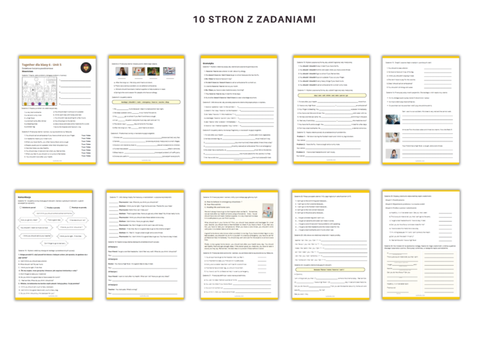 Together klasa 6 Unit 5 Dodatkowe Zadania Powtórzenie Karty Pracy Słownictwo Gramatyka Komunikacja Zdrowie Should Have to