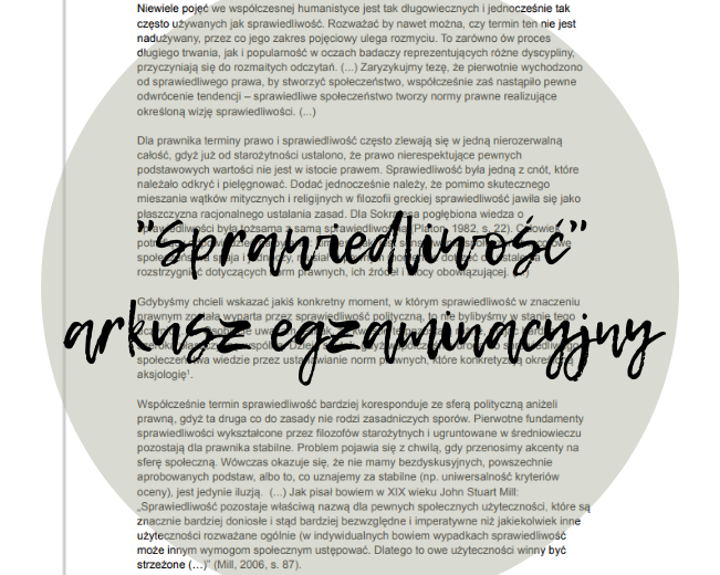 "Sprawiedliwość" arkusz egzaminacyjny