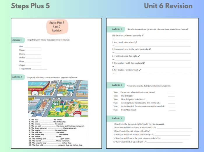 Steps Plus 5 Unit 6 Revision (In my town, was/were) + WORDWALL