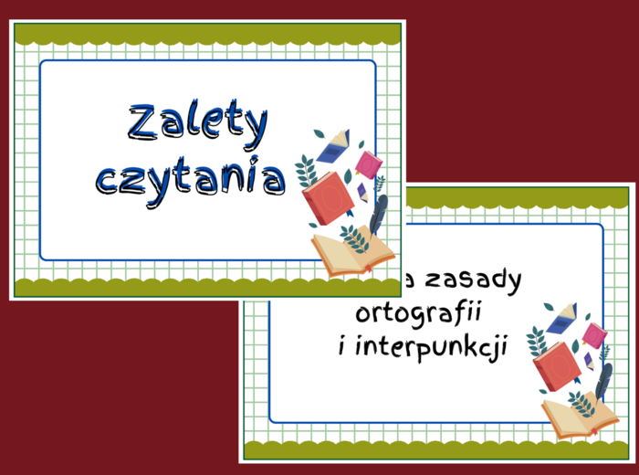 ZALETY CZYTANIA KSIĄŻEK – gazetka – biblioteka – świetlica – język polski – 14 stron – wersja 6