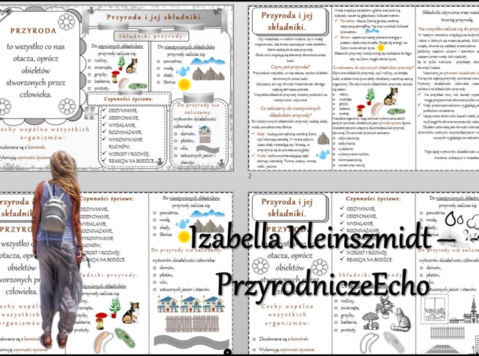 Sketchnotka/notatka/streszczenie/książeczka/wklejka/ściąga dla ucznia i przypomnienie dla nauczyciela/edukacja domowa. Temat „Przyroda i jej składniki” w pdf. Przyroda 4 dział „Poznajemy warsztat przyrodnika”. Materiał wykonany na podstawie podręcznika z
