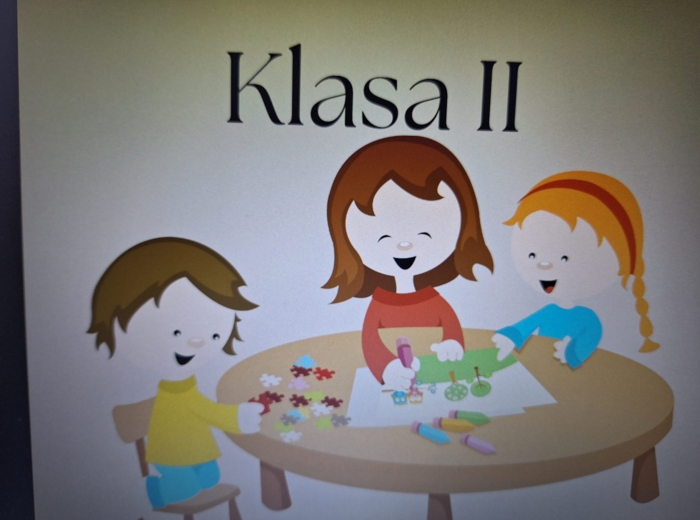 Klasa 2 - witacz, tabliczka na drzwi sali lekcyjnej