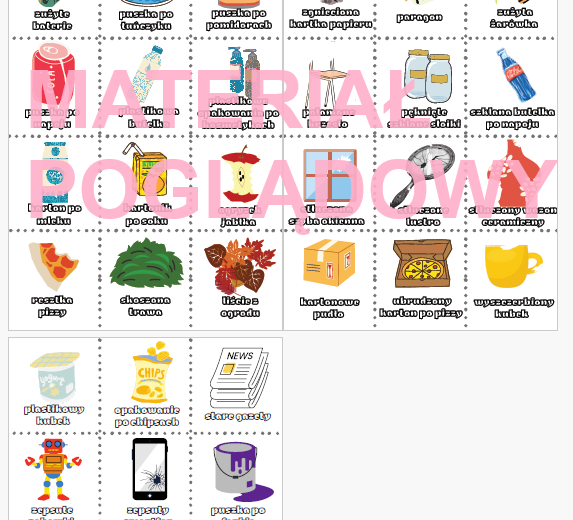 edukacja ekologiczna - segregacja śmieci (plansze + zadanie)