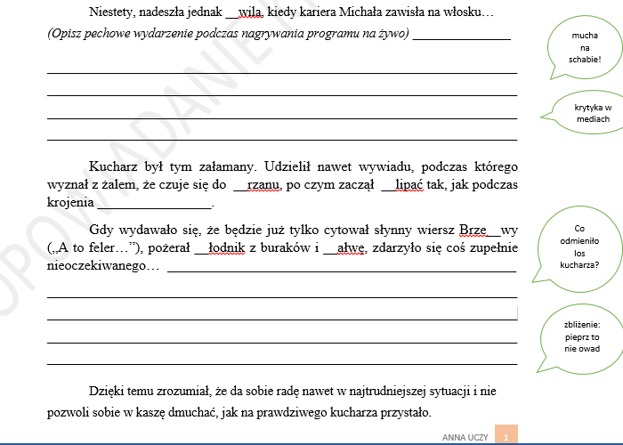 Opowiadanie krok po kroku (ze wskazówkami dla uczniów)