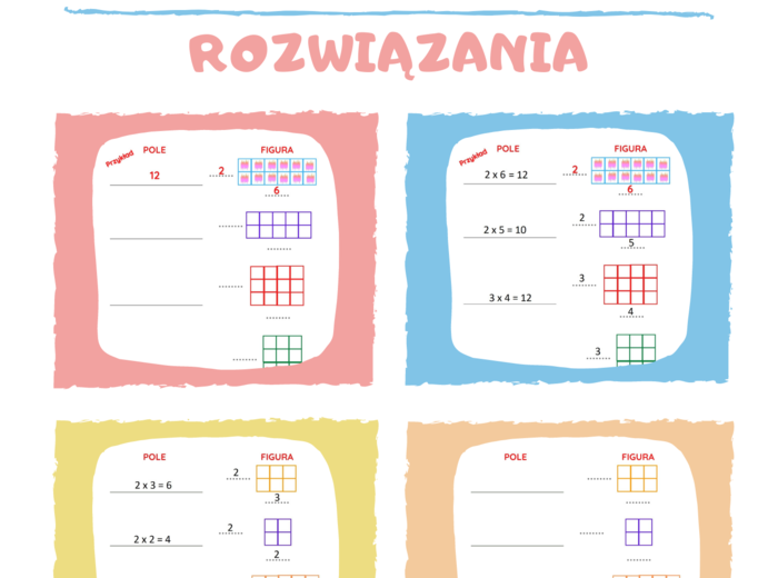 Pole prostokąta i kwadratu / KARTY PRACY kl.4 - kl.5 PDF + ROZWIĄZANIA