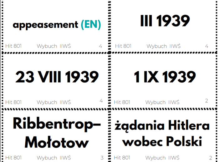 Fiszki do nauki Historia 8 - wybuch II WŚ