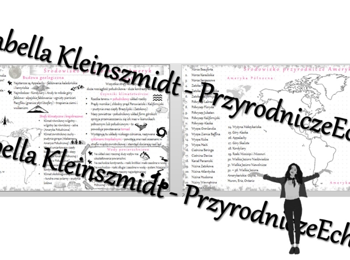 Sketchnotka - notatka „Środowisko przyrodnicze Ameryk” wykonana w power point do edycji. Geografia 8; „Ameryki”