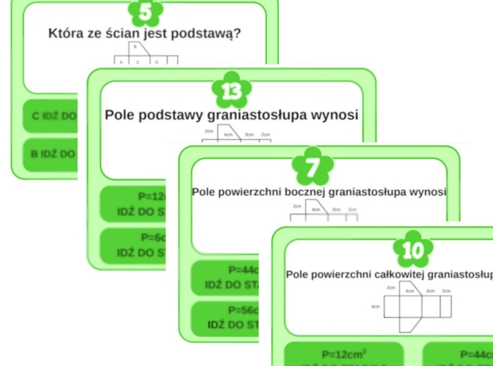 Stacje zadaniowe - pole powierzchni graniastosłupa