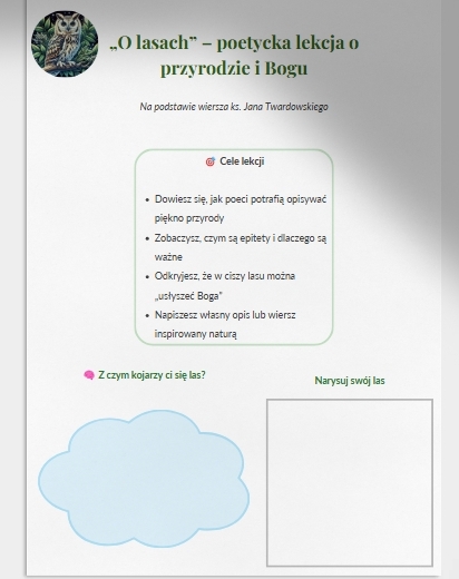Lekcja języka polskiego. "O lasach", ks. Jan Twardowski