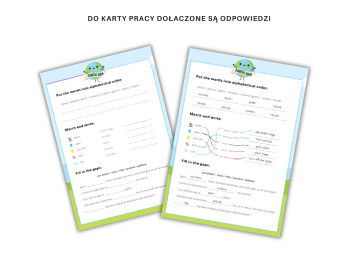 Eco-education: Gra i ćwiczenia z okazji Dnia Ziemi na zajęcia z języka angielskiego, Earth Day