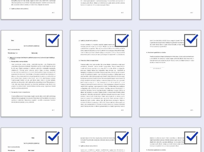 3 przykładowe opisowe diagnozy trzylatka