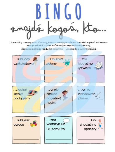 Gra integracyjna "Znajdź kogoś, kto..." - Bingo dla klasy