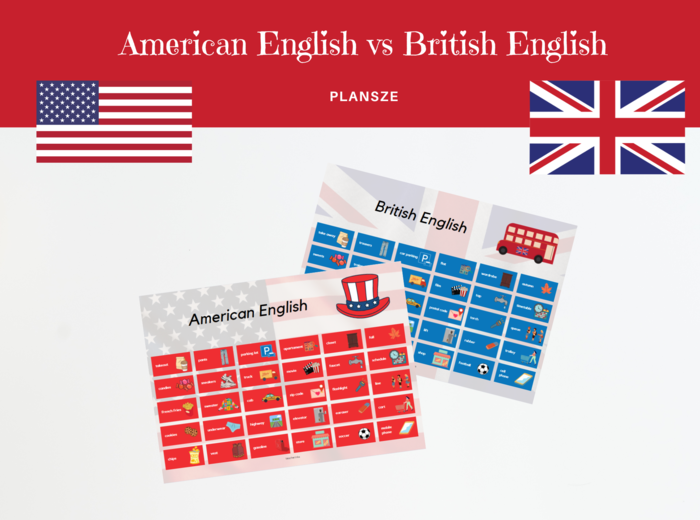 American English vs. British English - Plansze ze słownictwem do wydruku