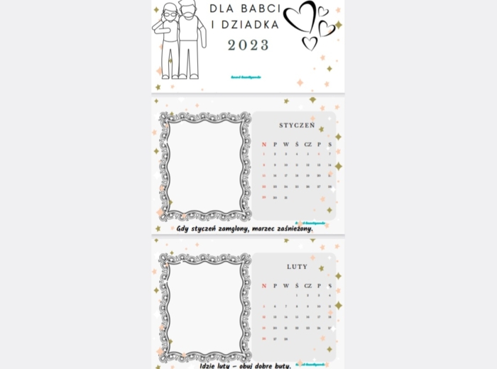 Dzień Babci I Dziadka- kalendarz