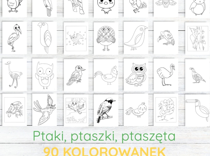 Kolorowanka „Ptaszki” – 90 stron PDF do druku!