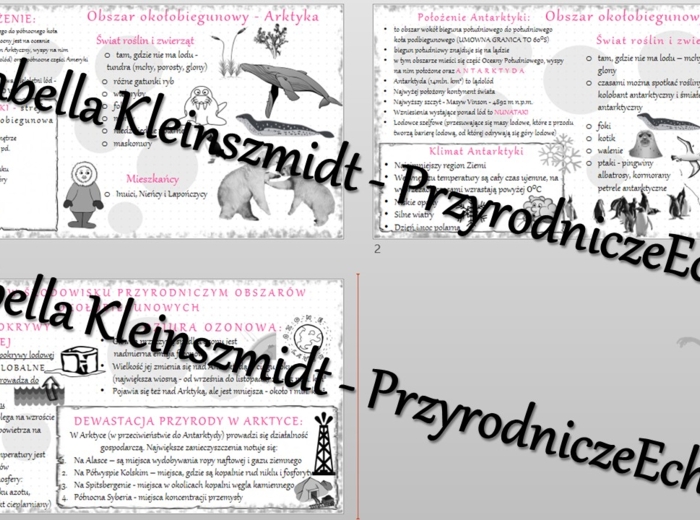 Sketchnotki - notatki „Środowisko przyrodnicze Arktyki i Antarktyki” wykonana w power point do edycji. Geografia 8; „Obszary okołobiegunowe”