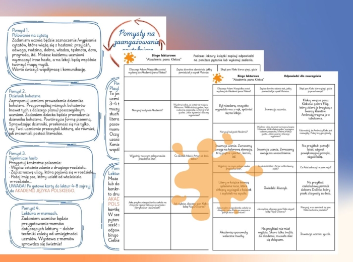 Akademia Pana Kleksa - bingo lekturowe - pomysł na zaangażowanie czytelnicze uczniów
