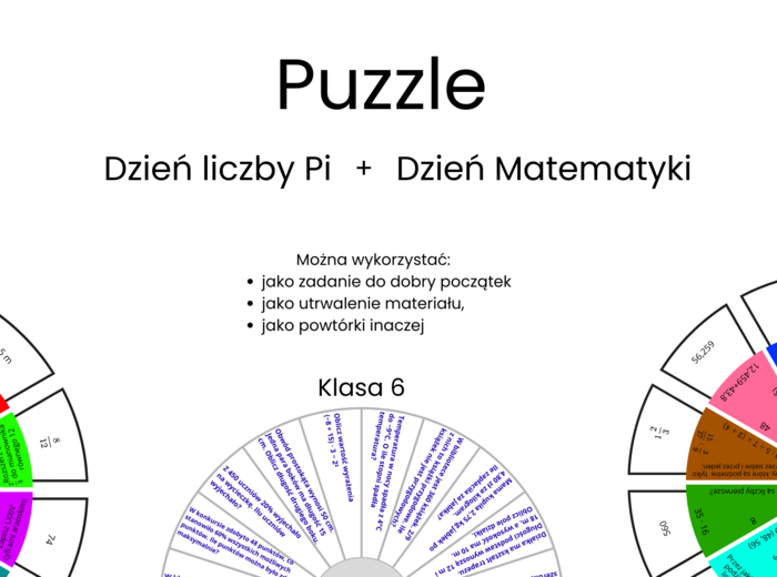 Matematyczne Puzzle – Dzień Liczby Pi + Dzień Matematyki Powtórka materiału, która wciąga uczniów jak gra!