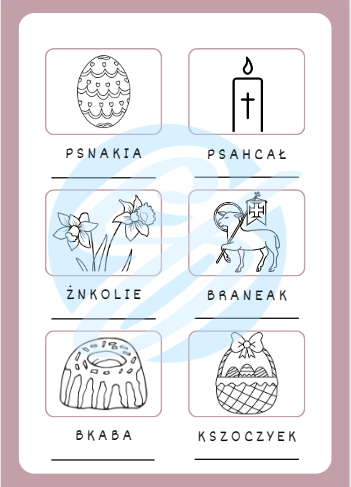 ROZSYPANKI WYRAZOWE WIELKANOC KARTY PRACY DLA MŁODSZYCH UCZNIÓW-WIELKANOCNE