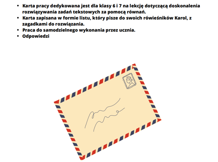 "List zagadka"- rozwiązywanie równań.