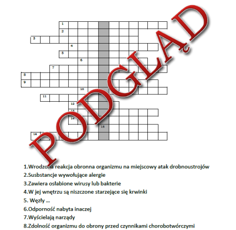 Układ odpornościowy - logogryf