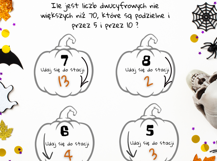 Cechy podzielności - stacje zadaniowe ( Halloween?)