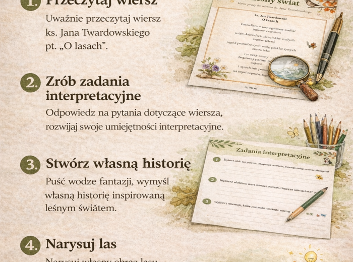 Leśny świat – karta pracy do wiersza ks. Twardowskiego