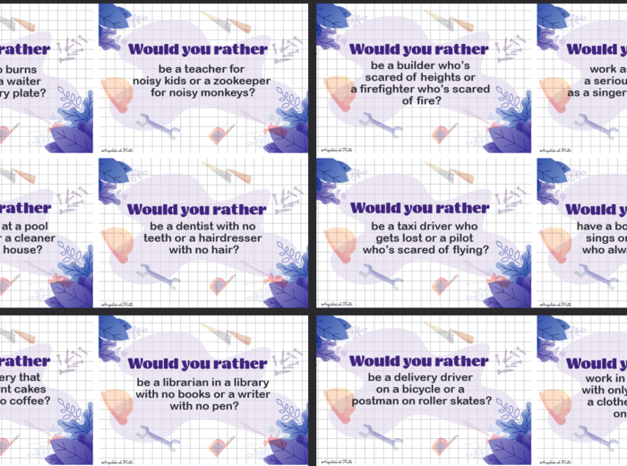 Jobs (zawody) Would you rather? /56 kart