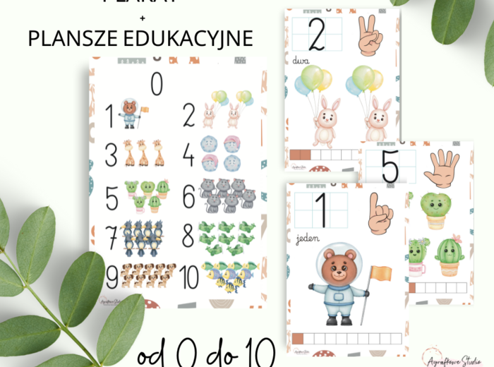 Plansze edukcyjne, plakat - cyfry - od 0 do 10