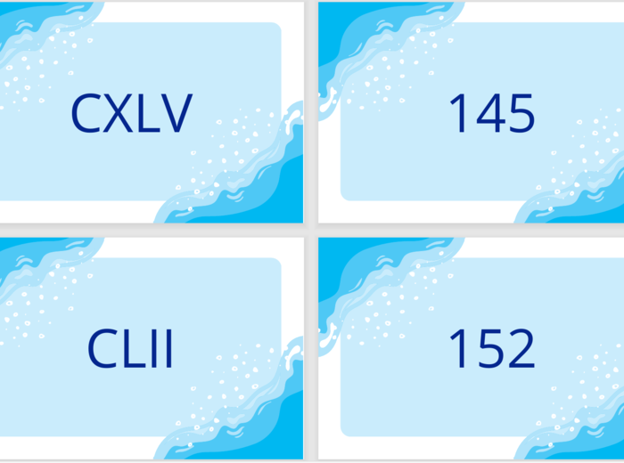 150 fiszek - Zamiana liczb RZYMSKICH i liczb arabskich