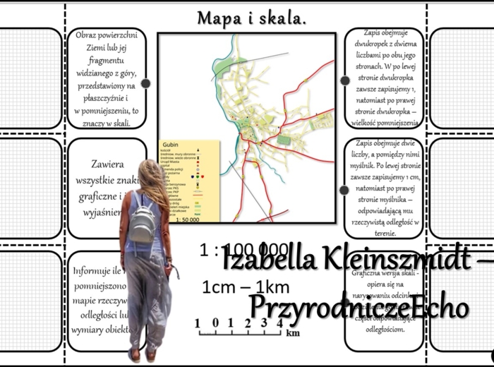 Notatka okienkowa/stacja zadaniowe/notatka/notatka graficzna/karta pracy/sketchnotka „Mapa i skala”, „Odległości na mapie i w terenie” w pdf. Geografia 5, dział „Mapa Polski”. Materiał wykonany na podstawie podręcznika z wydawnictwa Nowa Era – nowość 202