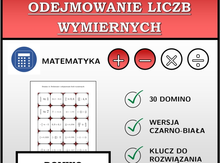 Domino - Dodawanie i odejmowanie liczb wymiernych | matematyka