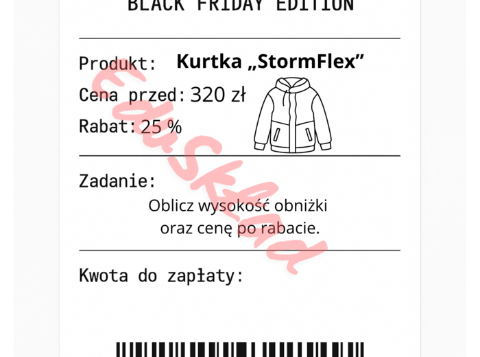 ⭐53 PARAGONY MATEMATYCZNE – BLACK FRIDAY EDITION (różne poziomy trudności / podwójne rabaty/ zamiast kartkówki)