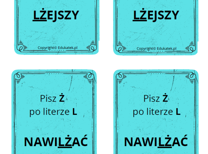 Memory ortograficzne – zasady pisowni ż-rz (wersja kolorowa)