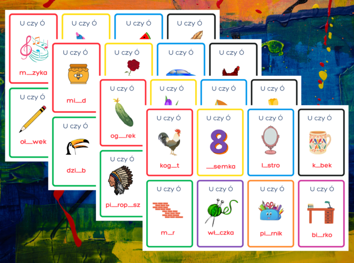 KARTY ORTOGRAFICZNE - U/Ó - 80 szt. - ortografia