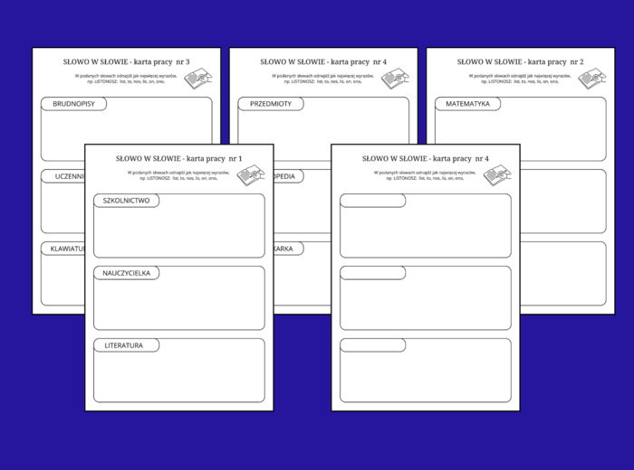 Powrót do szkoły - SŁOWO W SŁOWIE - karta pracy