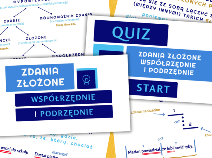 Zdania złożone współrzędnie i podrzędnie - teoria i gra.