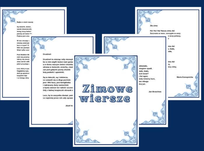 ZIMOWE WIERSZE – zima - biblioteka – świetlica – WIERSZE – GAZETKA – wersja 3