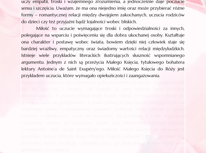 Gotowa wzorcowa rozprawka ( egzamin ósmoklasisty)- udowodnij słuszność stwierdzenia, że miłość niejedno ma imię.