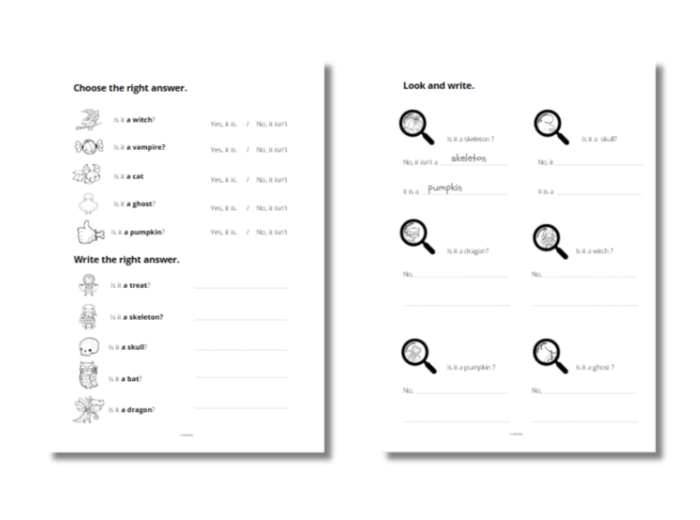 Halloween Karty Pracy Słownictwo + Konstrukcja It is/ It isn't