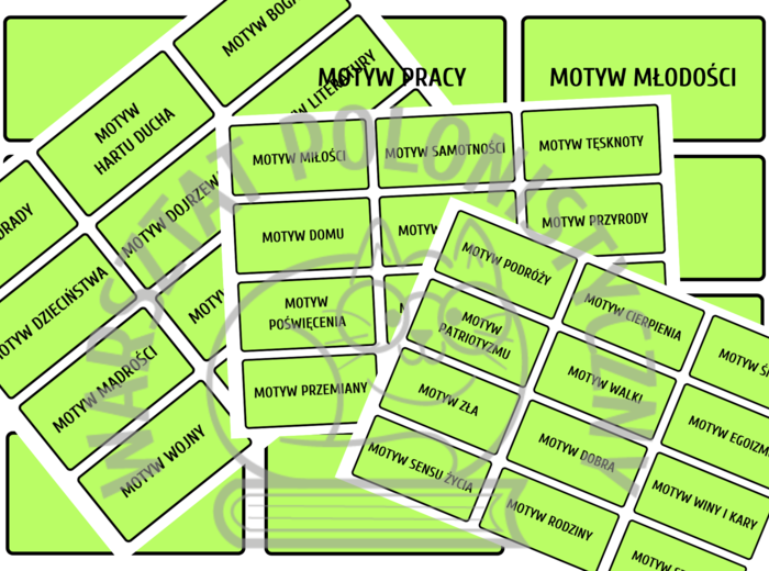 Motywy literackie - fiszki dla uczniów szkół średnich