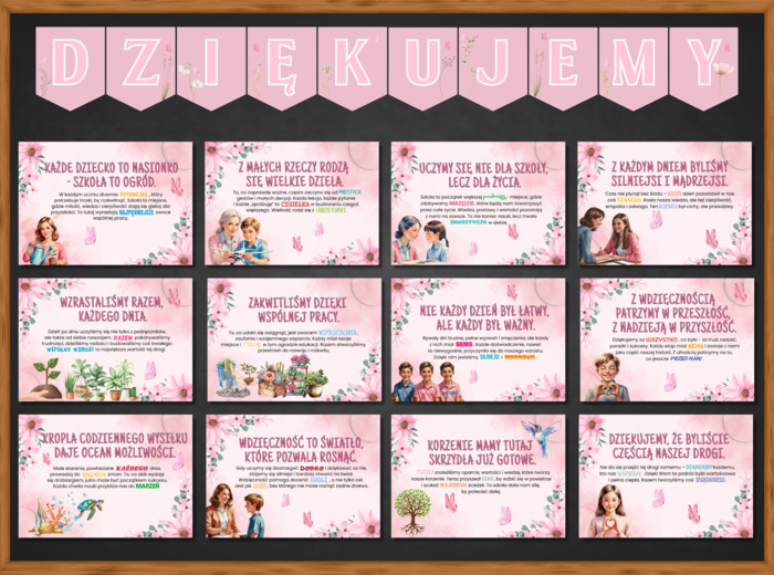 Gazetka szkolna na ZAKOŃCZENIE ROKU - "Każde dziecko to nasionko - szkoła to ogród"
