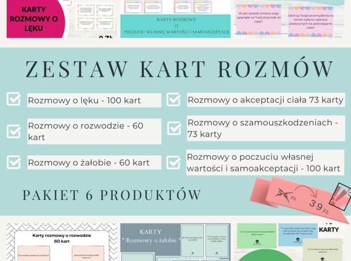Zestaw kart rozmów – pakiet sześciu produktów